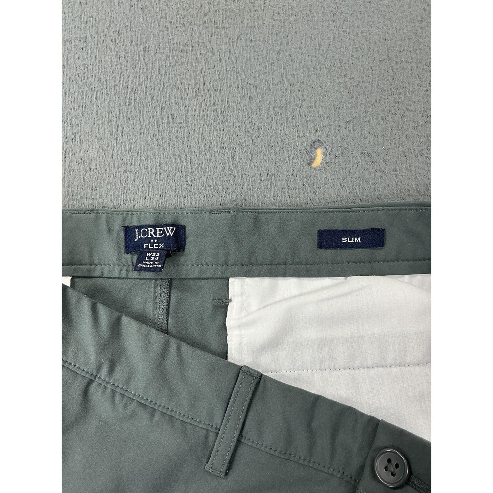 J.Crew Flex Pants Mens 32x34 Green Slim Fit Microfiber Stretch Chino Performance - Picture 8 of 12